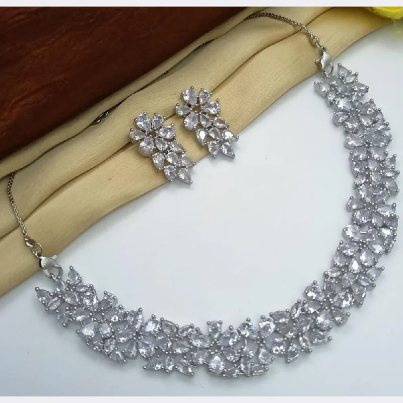 marquise cut ladies necklace-Manisha Jewellery American Diamond Necklace Set