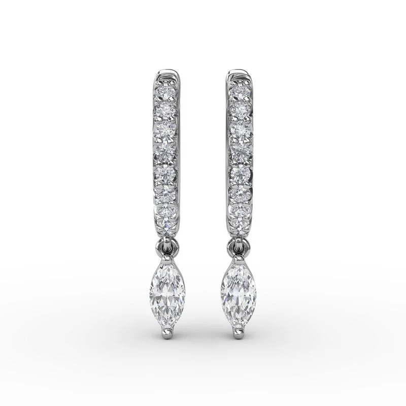 onyx stone ladies earrings-Marquise Diamond Drop Earrings ER5068