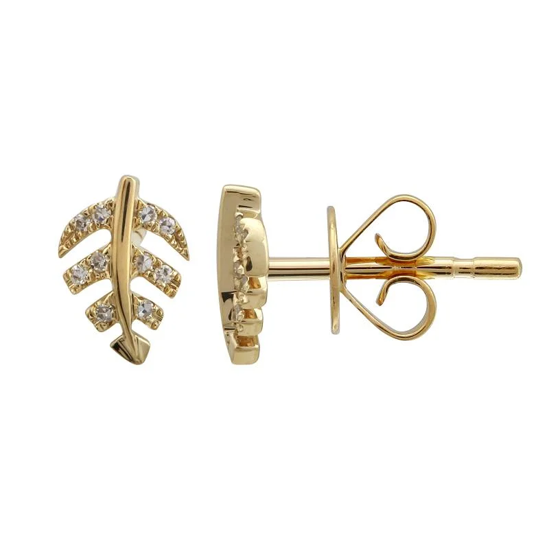 push-lock ladies earrings-COLE MONSTERRA LEAF STUD EARRINGS