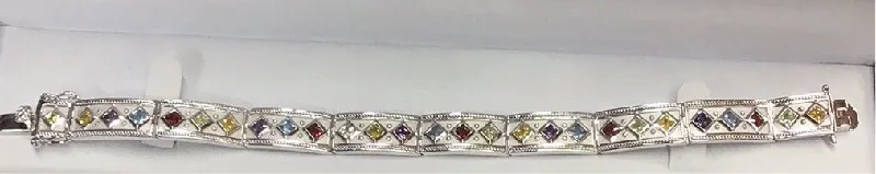 birthstone ladies bracelets & bangles-Kelly Herd Multi Stone Bracelet - Sterling Silver