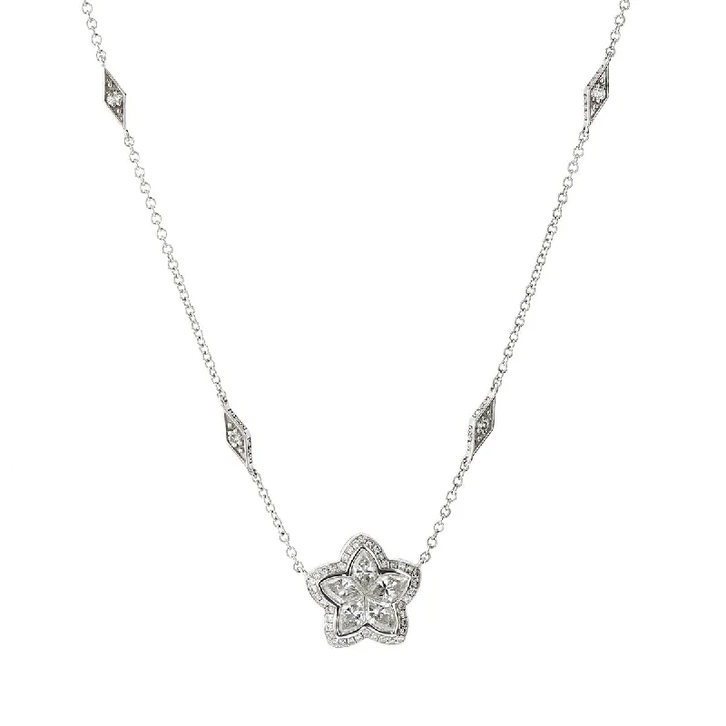 onyx stone pendant ladies necklace-Marquise Diamond Star Pendant Necklace