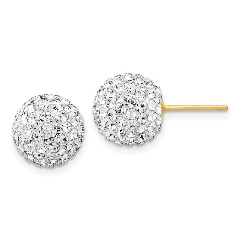 antique-style ladies earrings-14k 10mm Disco Ball Crystal Stud Earrings