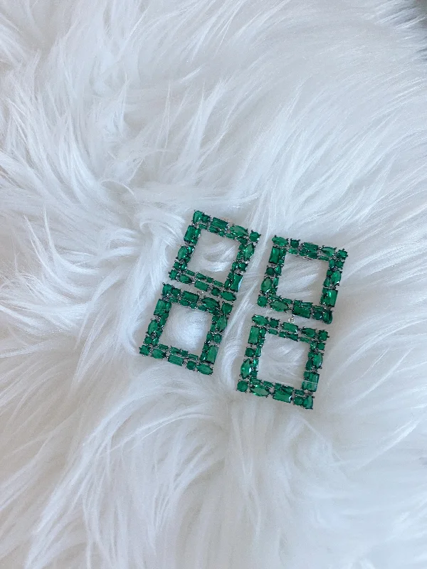 personalized name ladies earrings-KAYLA EMERALD GREEN DROP EARRINGS BY NICKHO REY