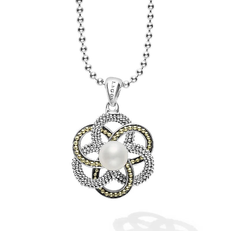 vintage-inspired ladies necklace-Pearl Love Knot Pendant Necklace