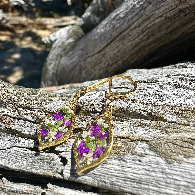 push-lock ladies earrings-Botanical Flower Earrings - BG 165