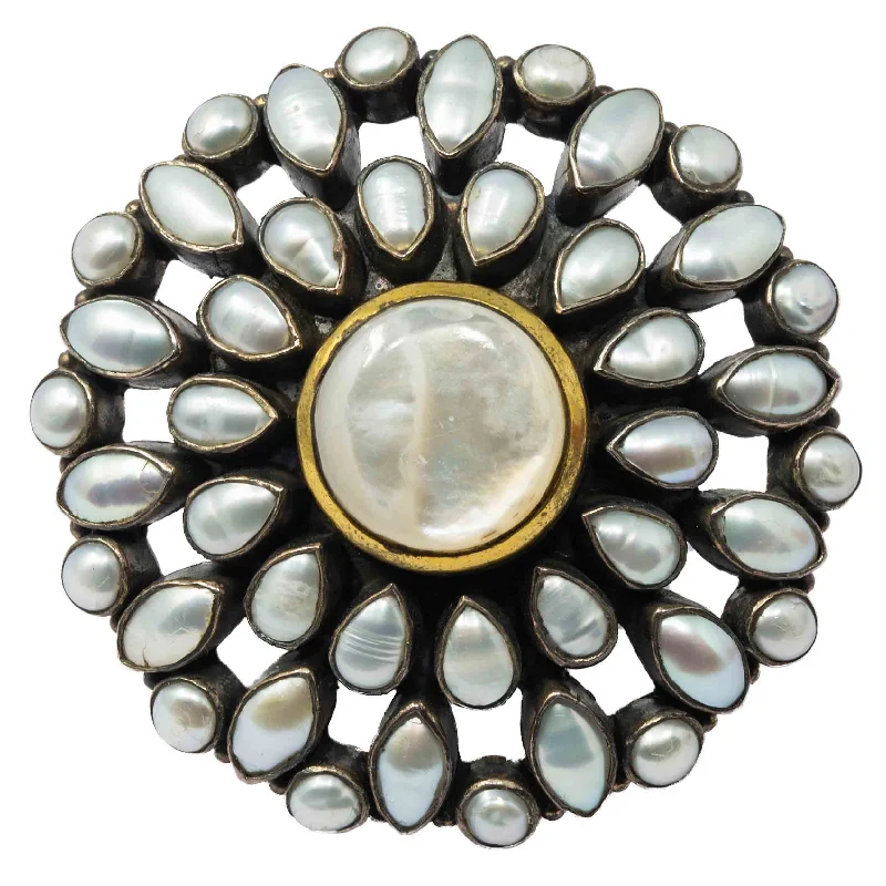 moonstone statement ladies ring-White Pearls Ring