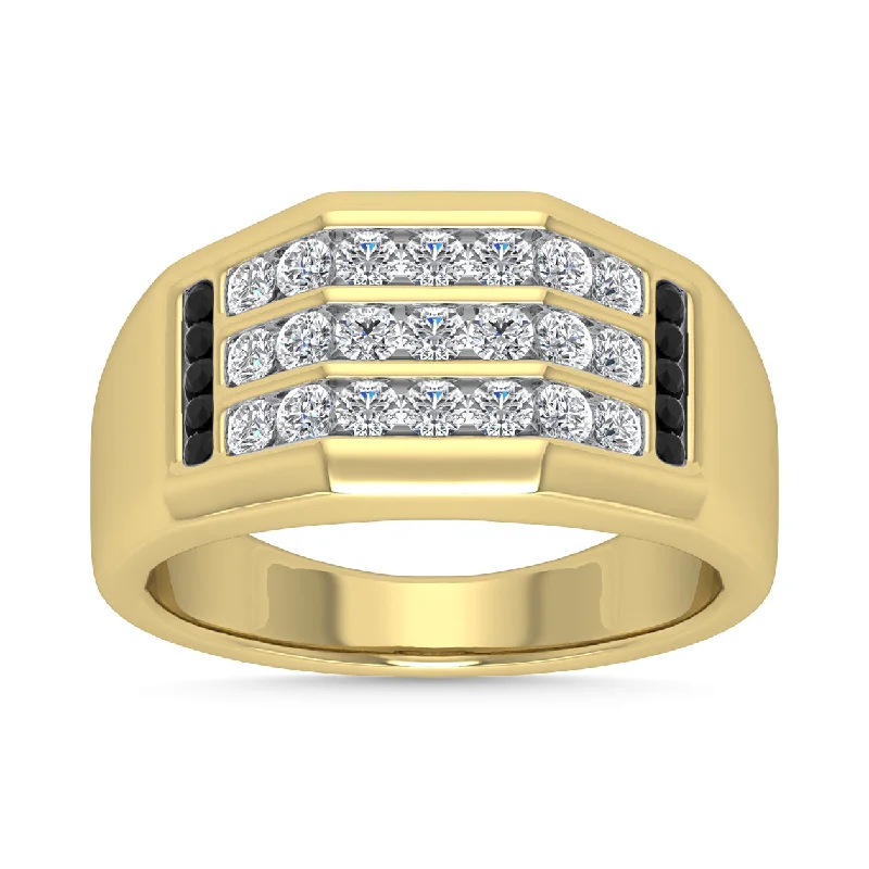 vintage floral ladies ring-Diamond 3/4 Ct.Tw. Mens Fashion Ring in 14K Yellow Gold