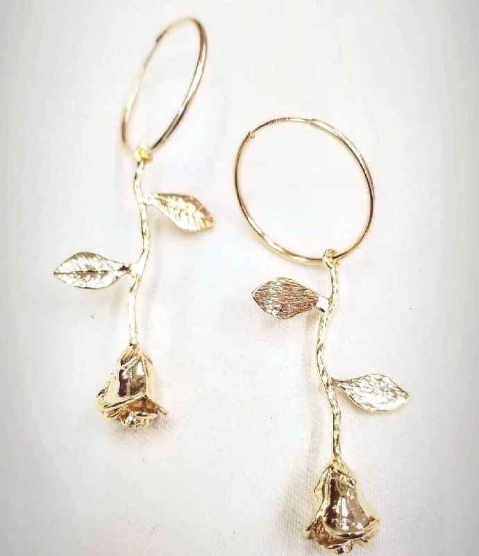 adjustable ladies earrings-Rosa Drip 14kt Gold Fill Hoop Earrings