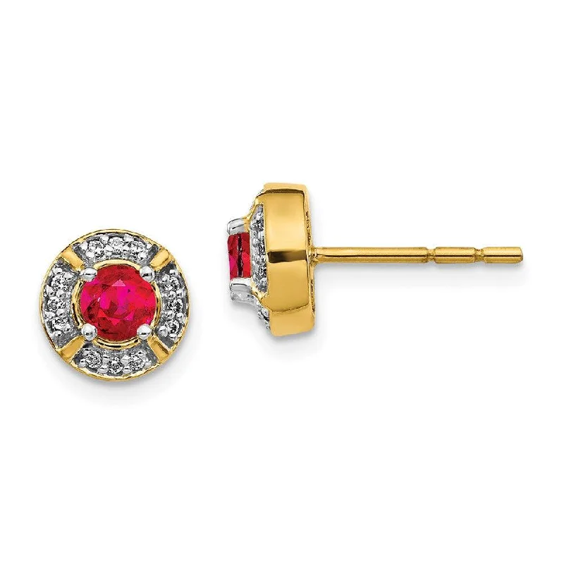 fine gold ladies earrings-14k Diamond & Ruby Fancy Earrings