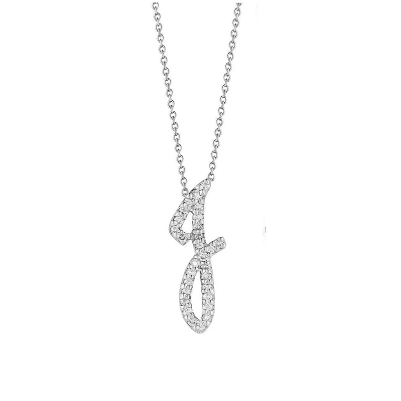 butterfly pendant ladies necklace-18K White Gold Tiny Treasures Diamond Cursive J Necklace