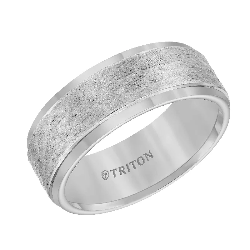 birth month ladies ring-WTC Band with Hammered Finish