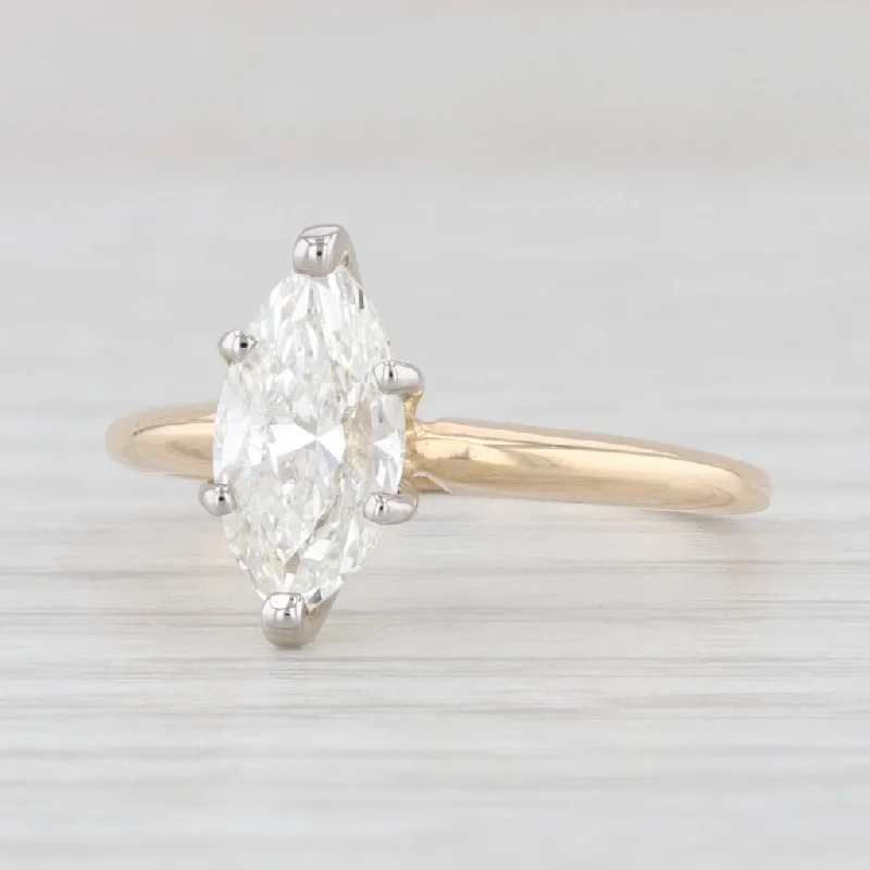 geometric design ladies engagement rings-1.10ct Diamond Solitaire Ring 14k Yellow Gold Marquise Size 4.75 Engagement