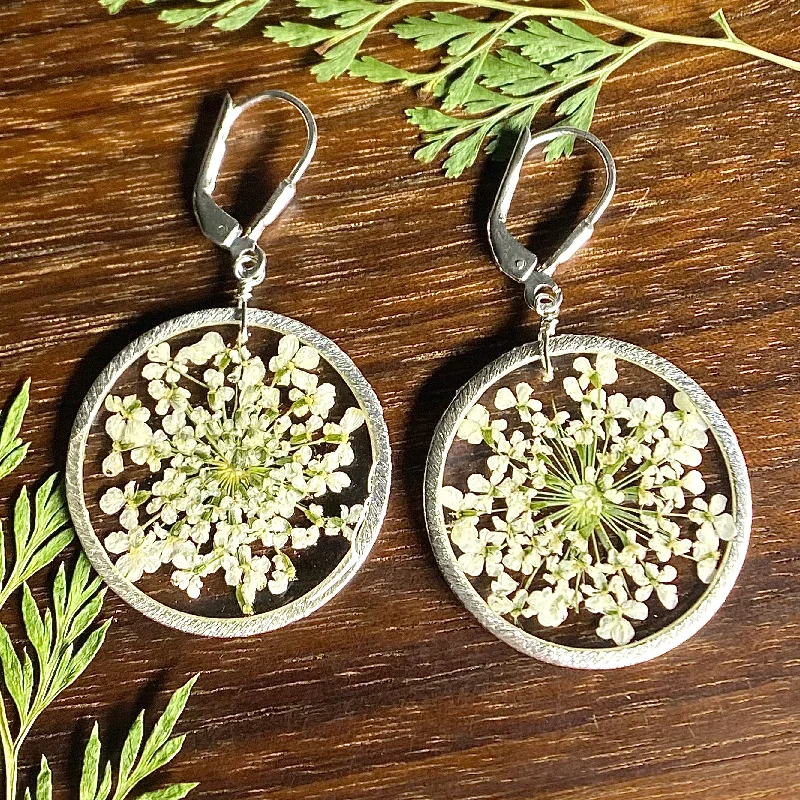 oval-cut ladies earrings-White Queen’s Anne Lace Earrings