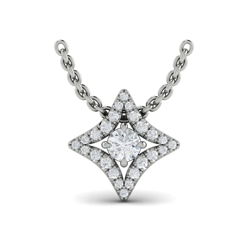 onyx stone pendant ladies necklace-Vlora Estrella 14k White Gold and Diamond Necklace VP60210